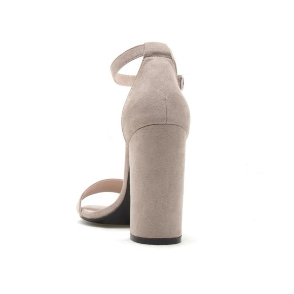 Taupe Vegan Suede Ankle Strap Heels - Picture 5 of 5